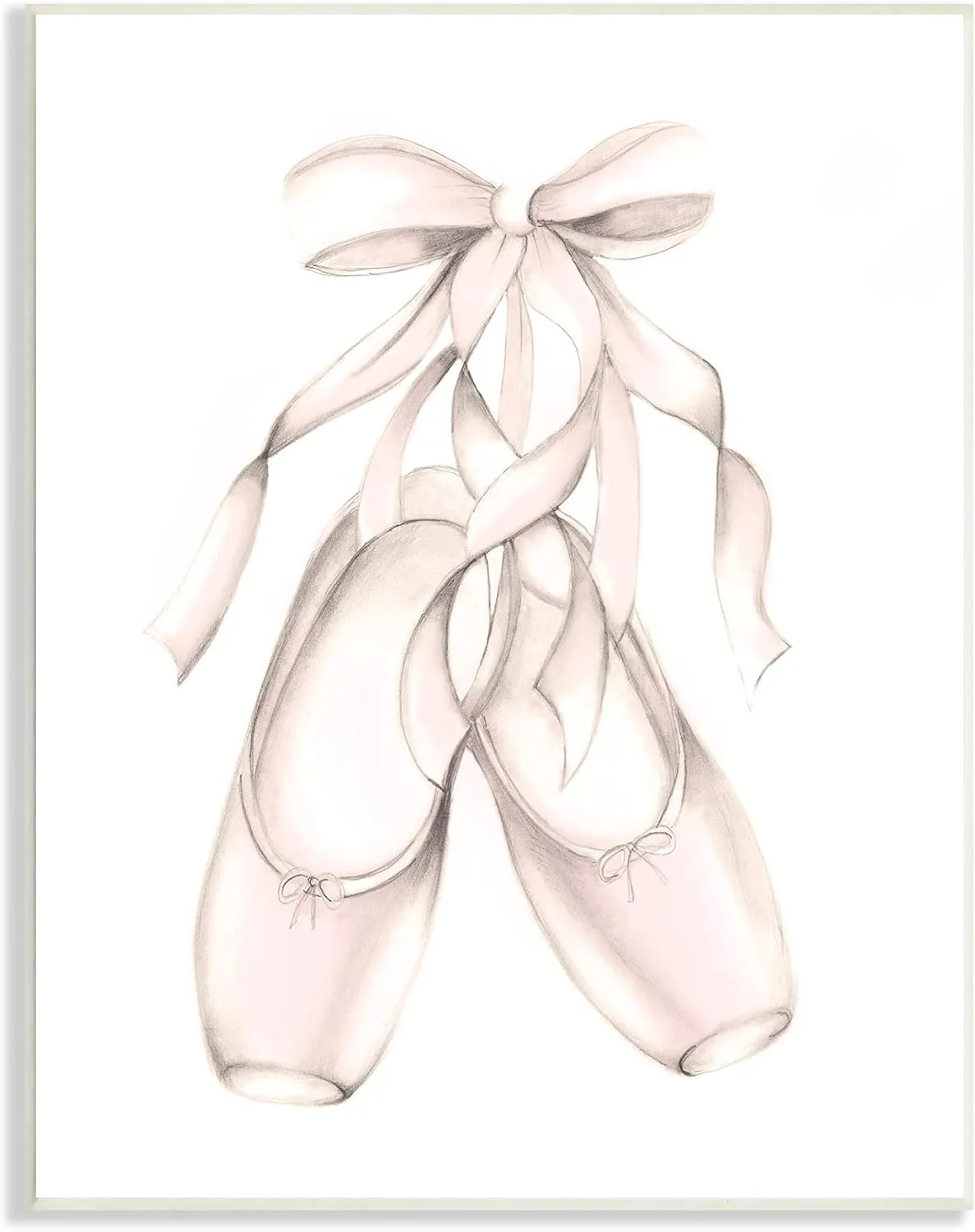 Stupell Industries Soft Pink Ballerina Slippers Ballet Dance Shoes, Designed by Studio Q Wall Plaque, Off-White