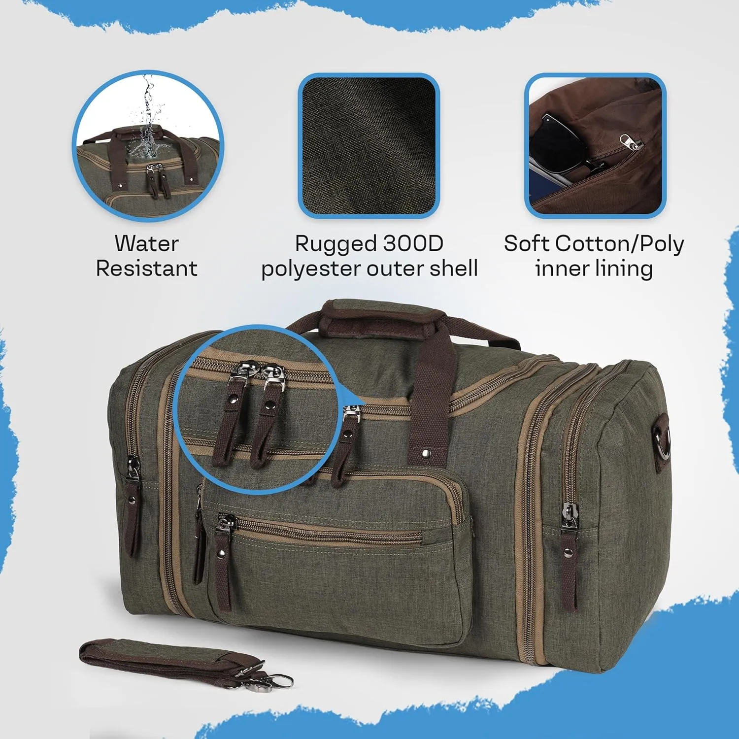 Stylish Duffle Bag for Travel – Expandable to 40L Lightweight and Waterproof Weekender Bag with Multiple Pockets and Adjustable Shoulder Strap for Men & Women – A Premium Carry On Duffle Bag