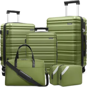 Suitcase Set PC Hard Shell, 20/24/28 IN Expandable Carry On Luggage with TSA Lock Spinner Wheels Extension Handle, Luggage Set 6 Piece
