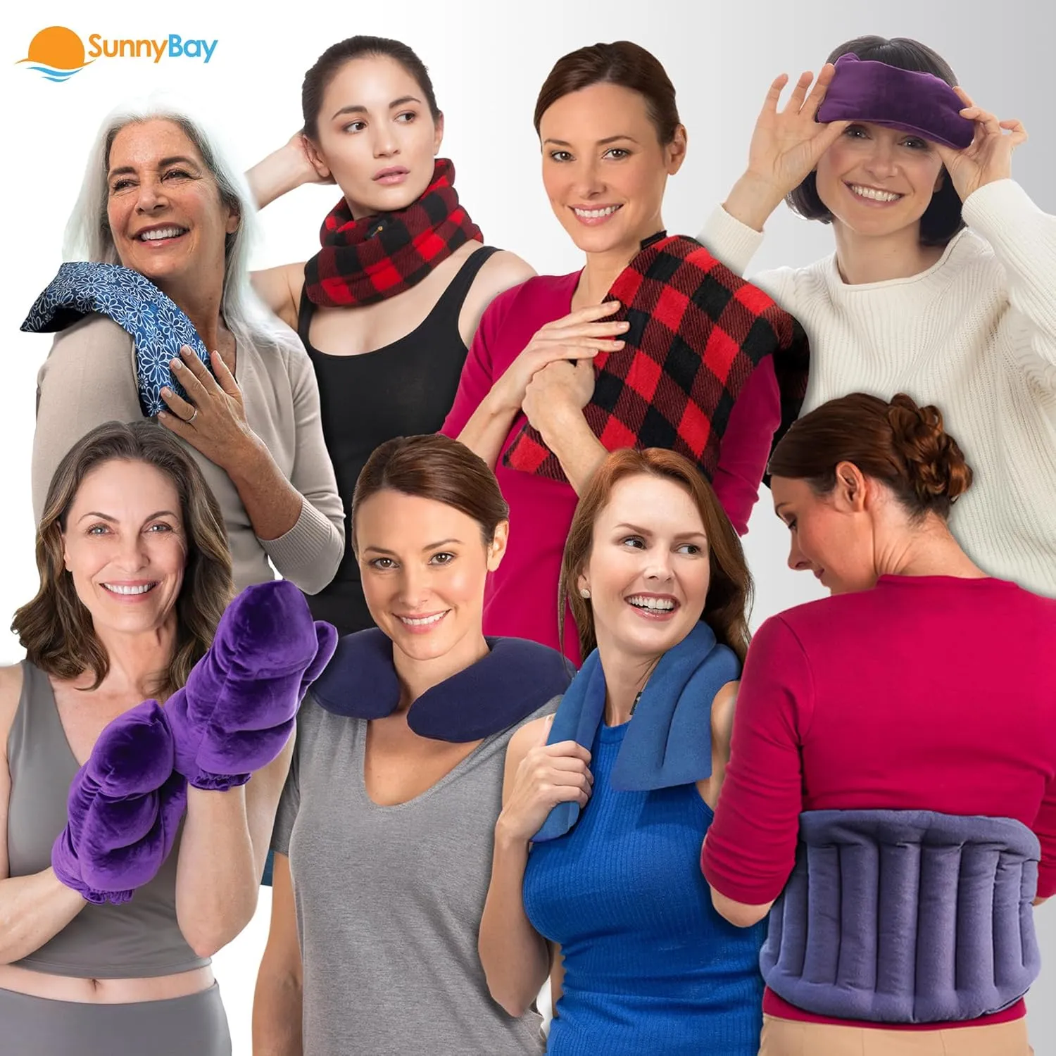 SunnyBay Small Microwave Heating Pad, Microwavable Versatile Cold/Heated Neck and Shoulder Wrap for Back Pain and More, Moist Heat Cotton-Fleece Pad, 6x11 Inches, Blue-Stars, Pack of 2