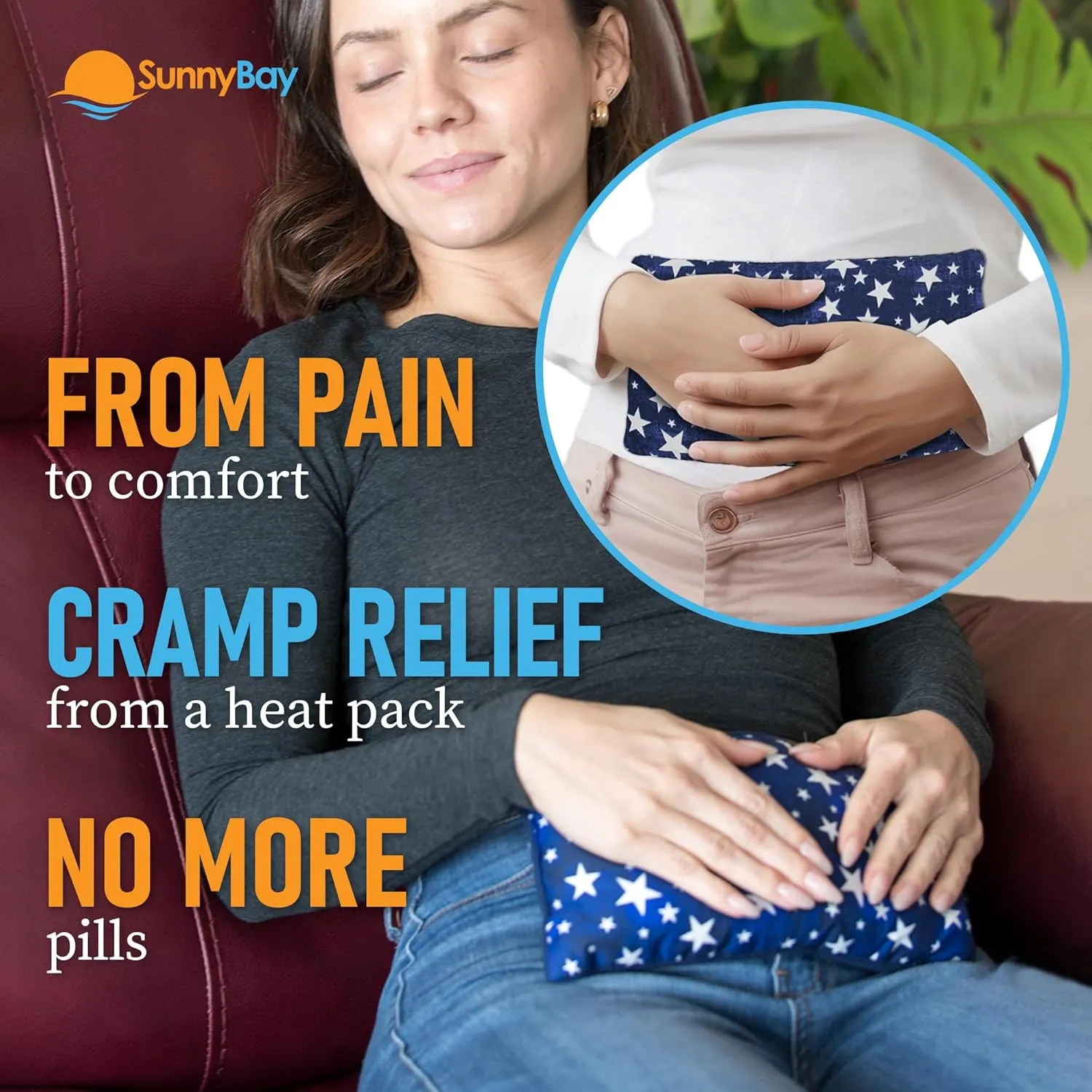 SunnyBay Small Microwave Heating Pad, Microwavable Versatile Cold/Heated Neck and Shoulder Wrap for Back Pain and More, Moist Heat Cotton-Fleece Pad, 6x11 Inches, Blue-Stars, Pack of 2