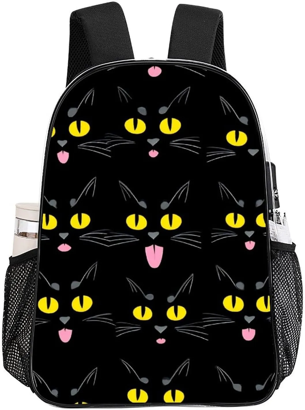 Supdreamc Men & Women Transparent Cool Funny Black Cats Backpack Large Capacity Bookbag With Smooth Zippers for Climbing Picnic Bicycle