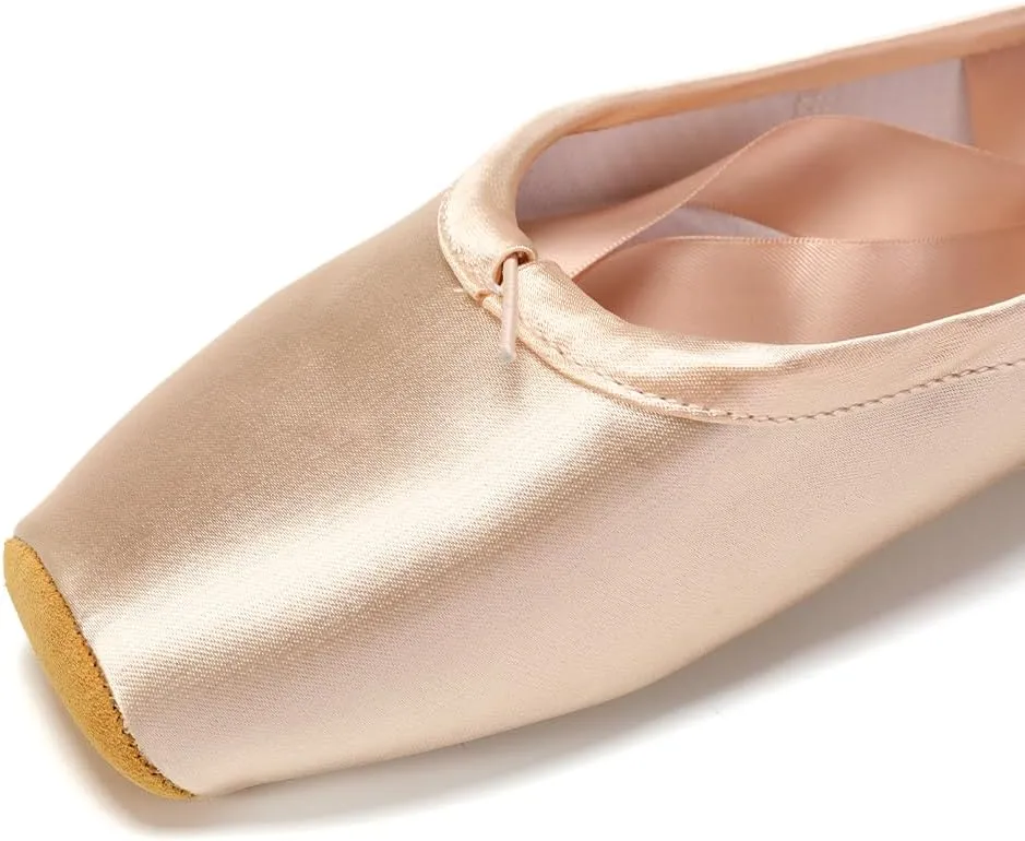 SWDZM Professional Ballet Pointe Shoes Satin for Women Leather Sole Ballet Pointe Dance Shoes with Toe Pads