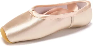 SWDZM Professional Ballet Pointe Shoes Satin for Women Leather Sole Ballet Pointe Dance Shoes with Toe Pads