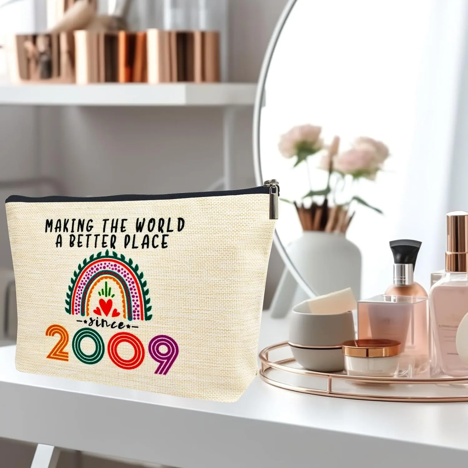 Sweet 16 Gifts for Girls, Sweet Sixteen Gifts for 16 Year Old Girl Makeup Bags, 2009 Cool 16th Birthday Decorations for Teenage Girls Gift Ideas, Sister, Daughter, Cosmetic Travel Pouch, Christmas
