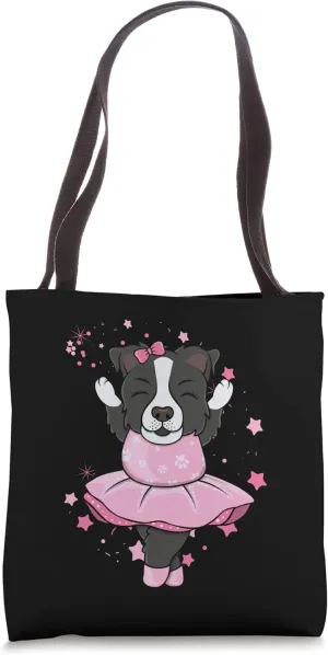 Sweet pink Ballerina Border Collie Dog Ballett in Tutu Tote Bag