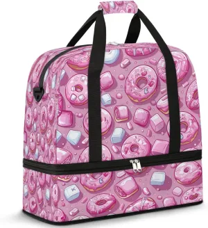 Sweet Pink Delights Travel Duffel Bag, Travel Essentials, Gym Bag for Women, Weekender Overnight Bag With Shoes Compartment, Carry On Bags for Airplanes