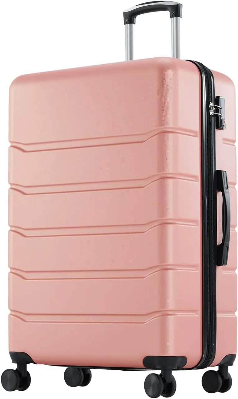 Sweetcrispy Carry on Luggage, Hard Shell ABS, Double Spinner Wheels Lightweight Suitcase TSA Lock, Light Pink, 20 Inch