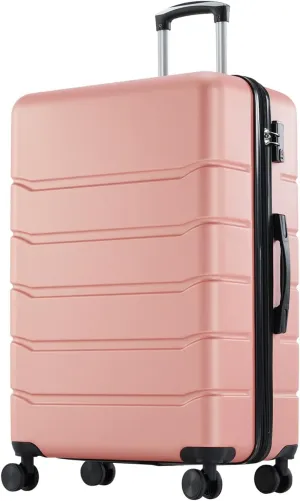 Sweetcrispy Carry on Luggage, Hard Shell ABS, Double Spinner Wheels Lightweight Suitcase TSA Lock, Light Pink, 20 Inch