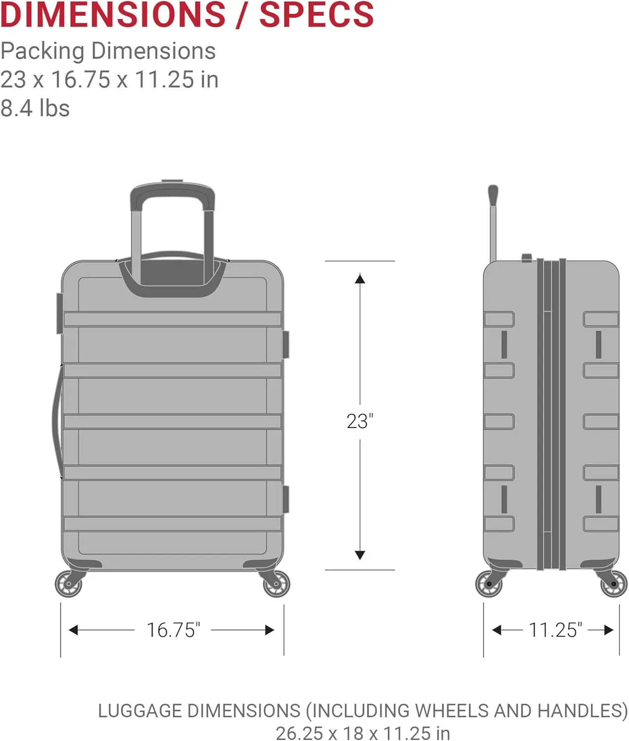 SwissGear 7366 Hardside Expandable Luggage with Spinner Wheels, Black, Checked-Medium 23-Inch