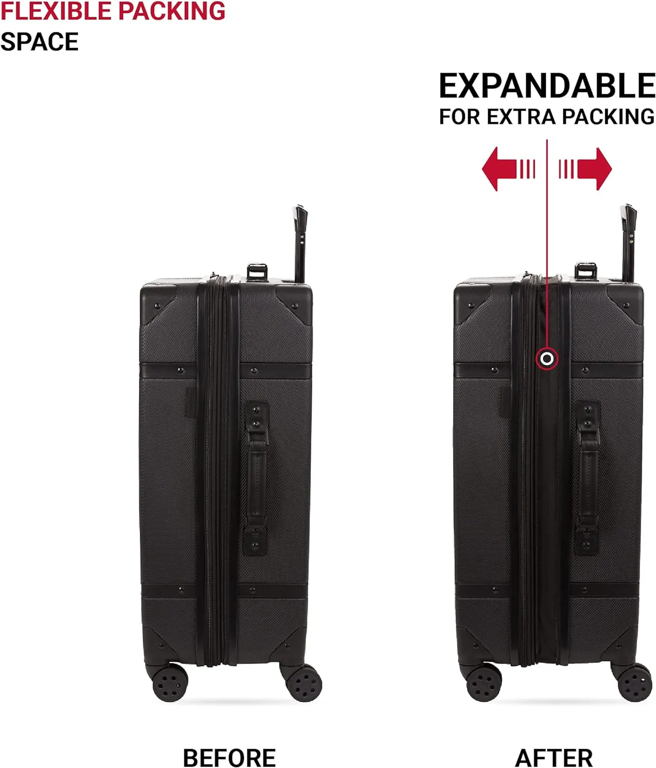 SwissGear 7739 Hardside Luggage Trunk with Spinner Wheels, Black, 2-Piece Set (19/26)
