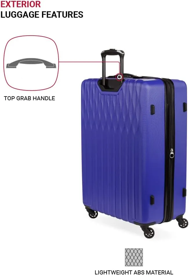 SwissGear 8018 Hardside Expandable Luggage with Spinner Wheels, Blue Violet, Checked-Large 27-Inch