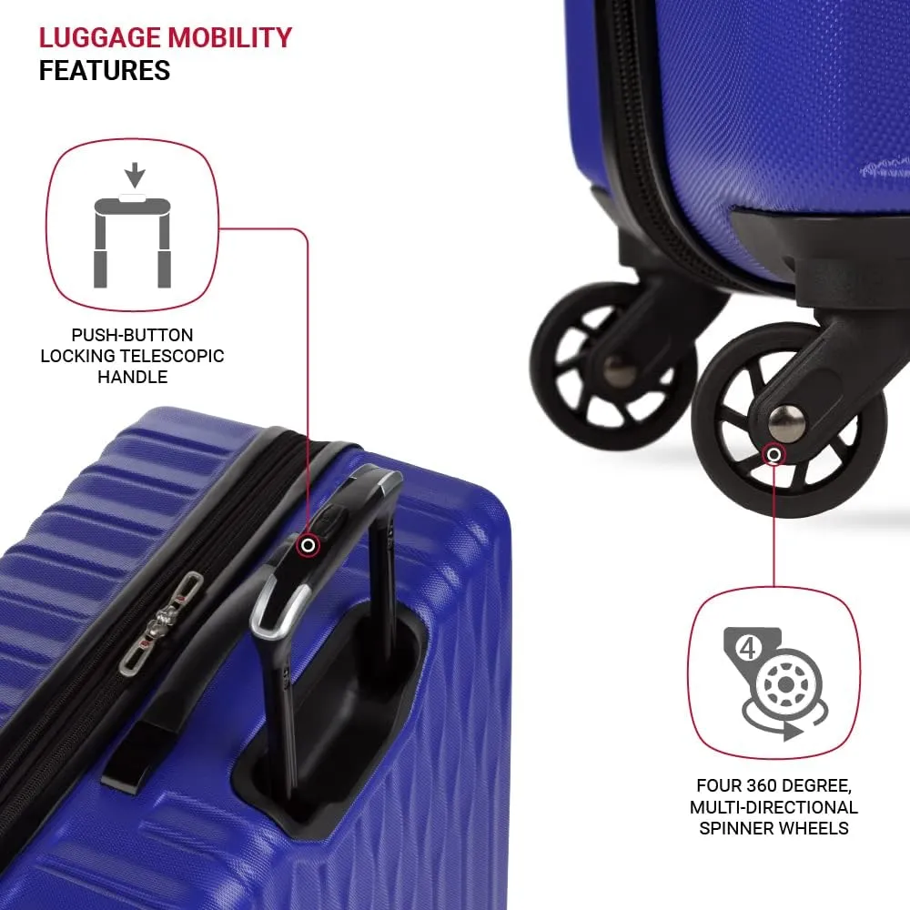 SwissGear 8018 Hardside Expandable Luggage with Spinner Wheels, Blue Violet, Checked-Large 27-Inch