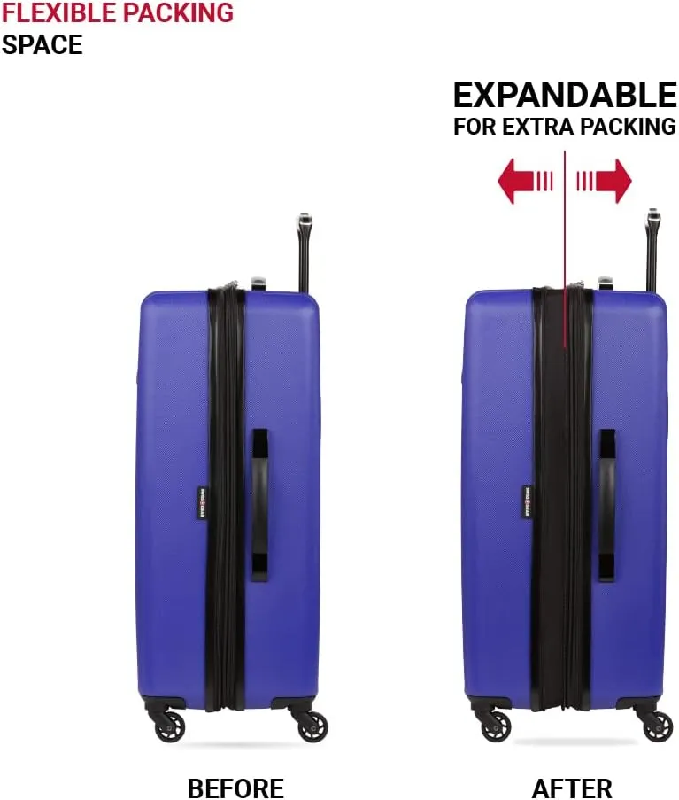 SwissGear 8018 Hardside Expandable Luggage with Spinner Wheels, Blue Violet, Checked-Large 27-Inch