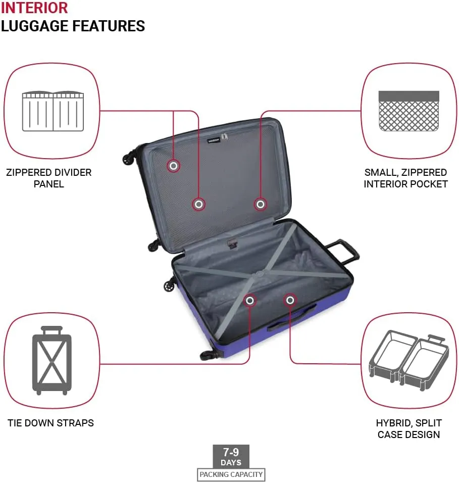 SwissGear 8018 Hardside Expandable Luggage with Spinner Wheels, Blue Violet, Checked-Large 27-Inch