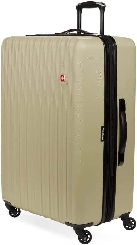 SwissGear 8018 Hardside Expandable Luggage with Spinner Wheels, Sand, Checked-Large 27-Inch