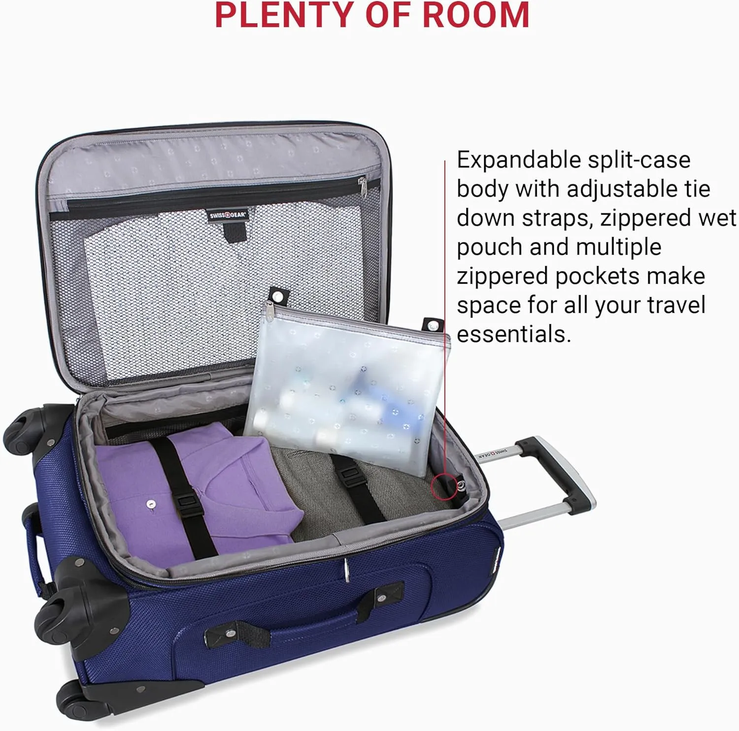 SwissGear Sion Softside Expandable Luggage, Blue, Carry-On 21-Inch