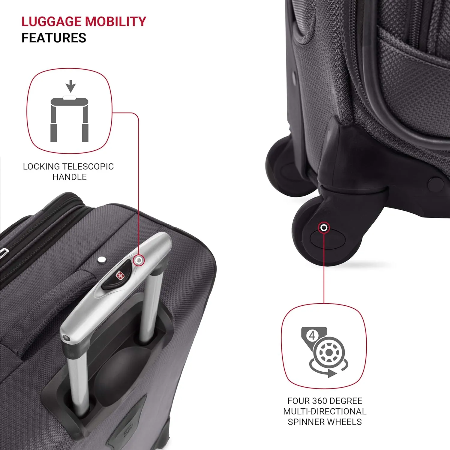 SwissGear Sion Softside Expandable Luggage, Dark Grey, Carry-On 21-Inch