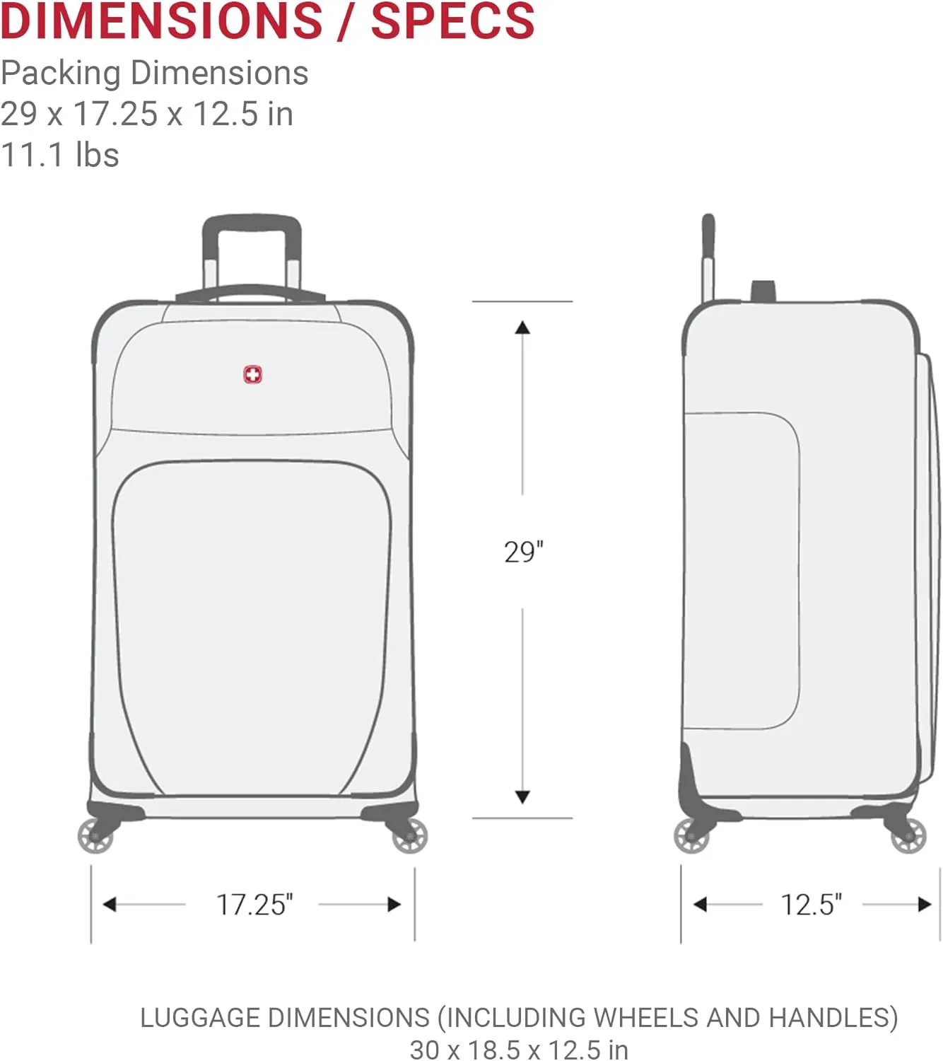 SwissGear Sion Softside Expandable Luggage, Dark Grey, Checked-Large 29-Inch