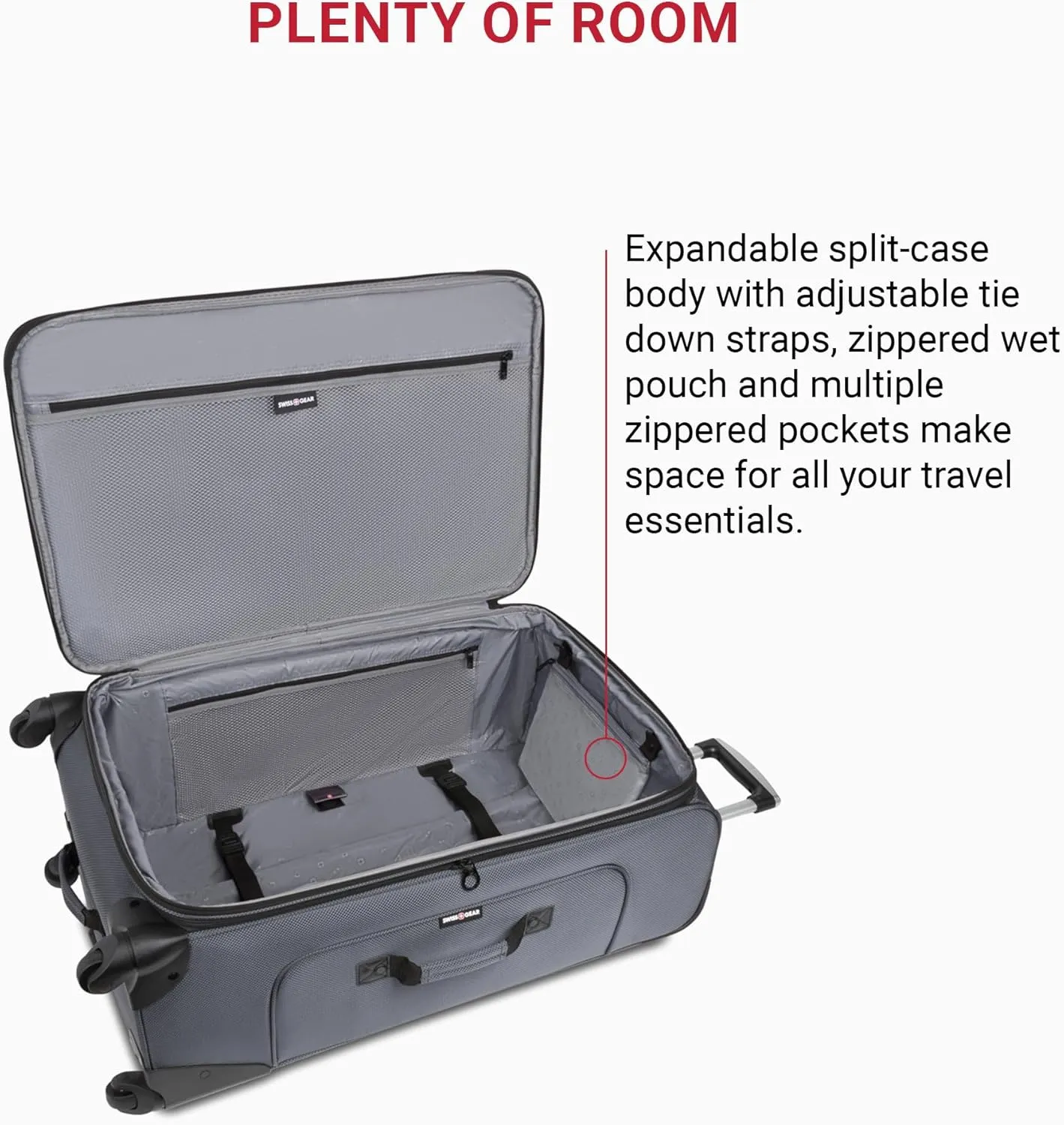 SwissGear Sion Softside Expandable Luggage, Dark Grey, Checked-Large 29-Inch