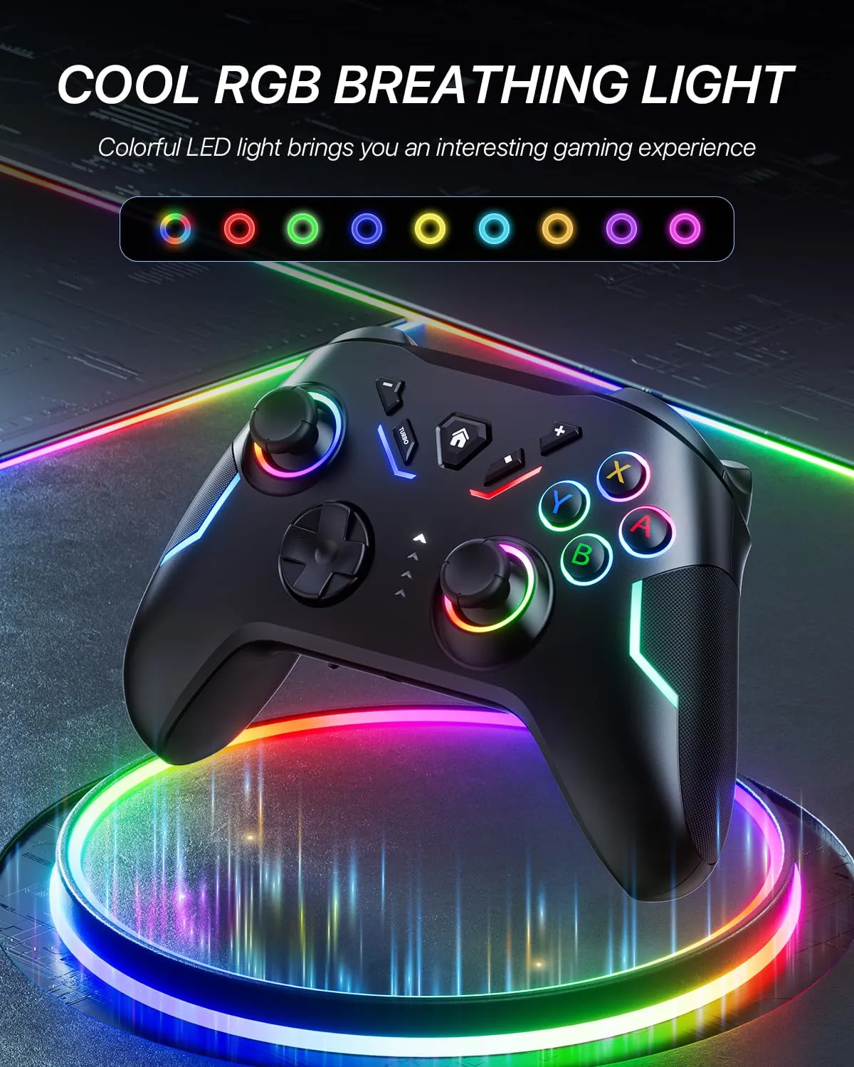 Switch Controllers, Nin-tendo Switch Controller Compatible with Switch/Switch Lite/Switch OLED/IOS/Android/Windows, Wireless Switch Pro Controller with LED Color Light/Dual shock/Turbo/Motion Control
