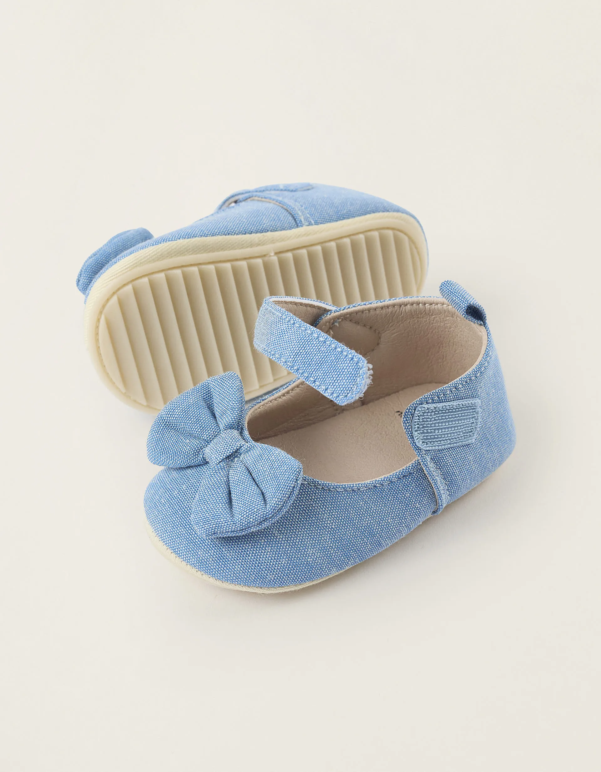 Synthetic Leather Ballet Flats with Bow for Newborn Girls, Pink