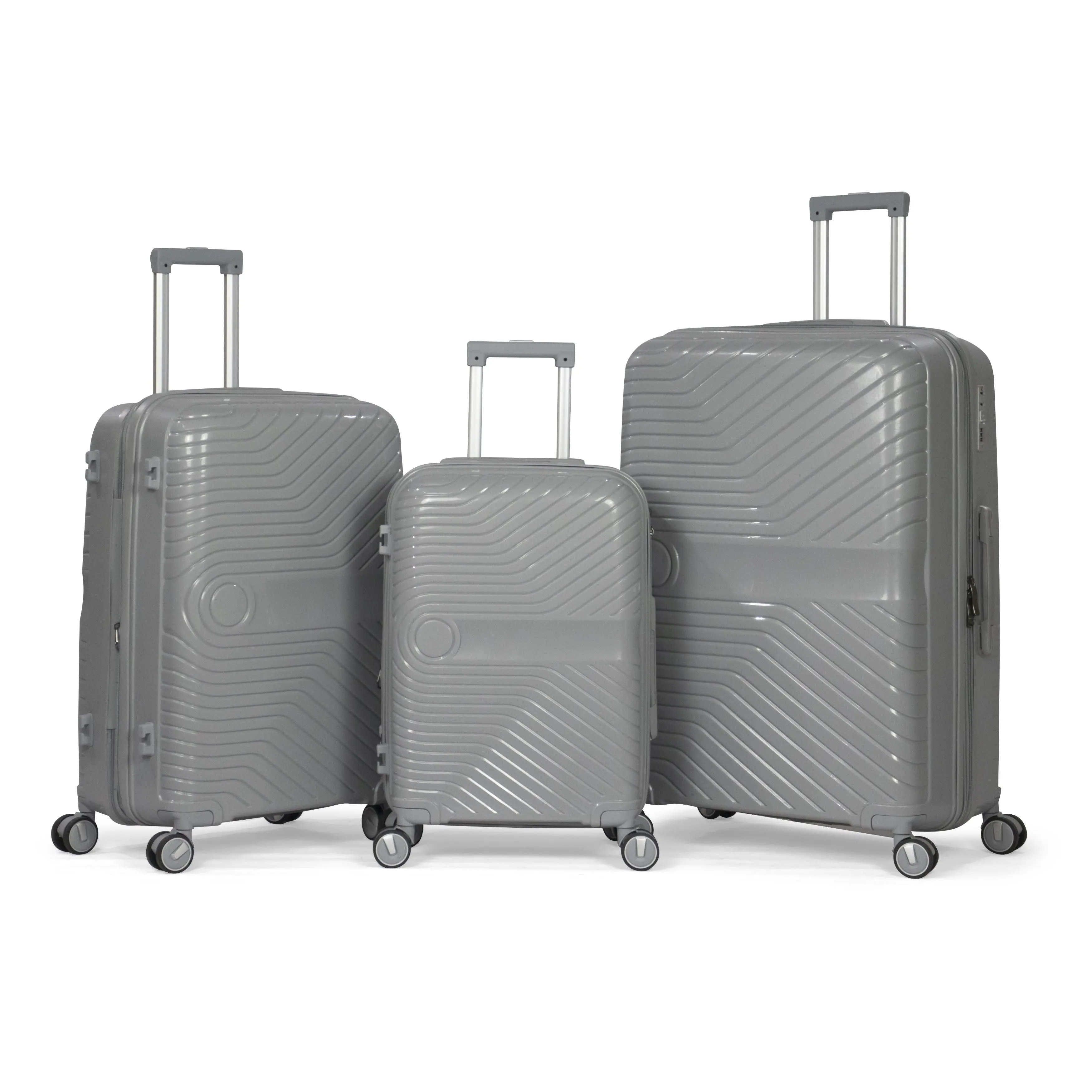 TAJ- Comlpete Luggage Set 3 Piece -UNBREAKABLE PP(Silver)