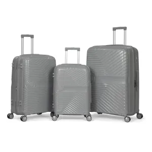 TAJ- Comlpete Luggage Set 3 Piece -UNBREAKABLE PP(Silver)