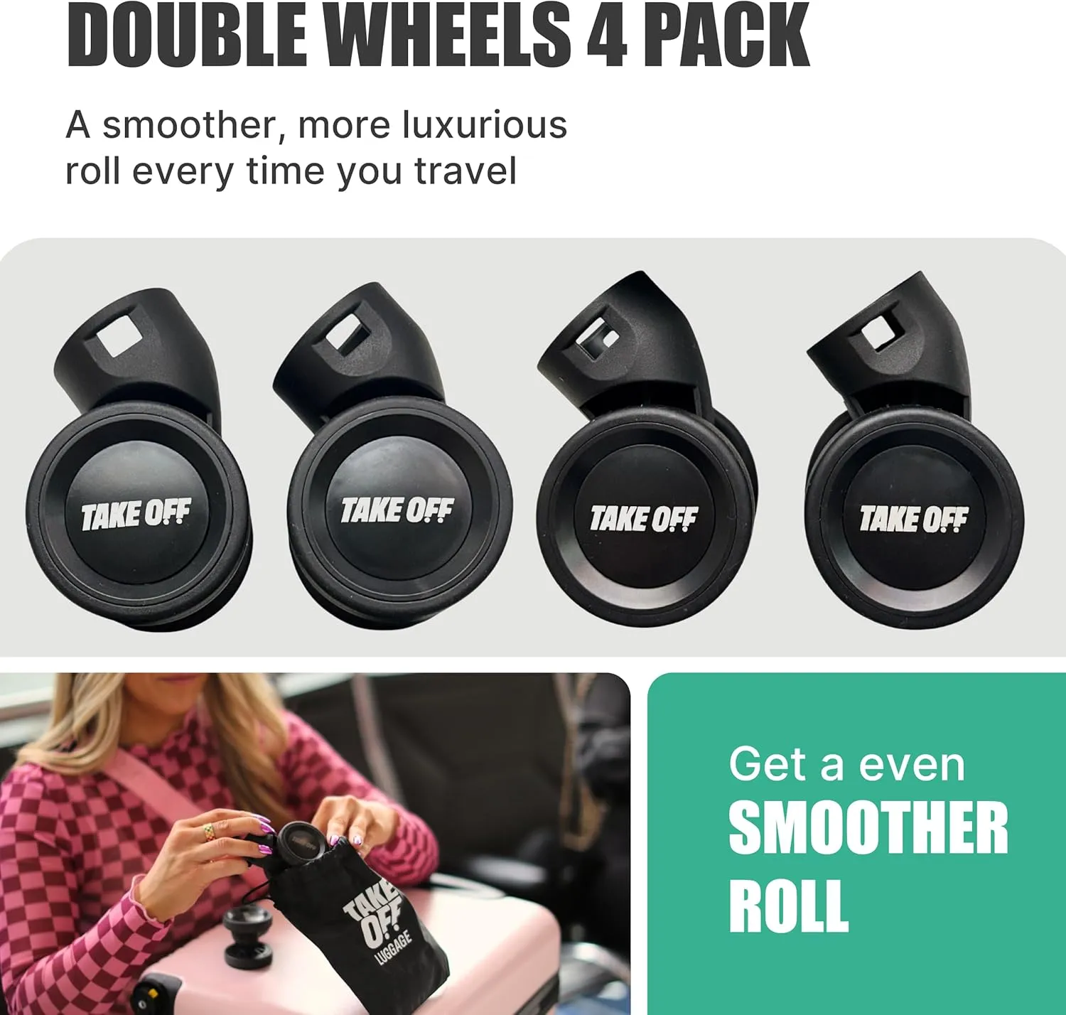 Take OFF Luggage Replacement Double Wheels Personal Item Suitcase