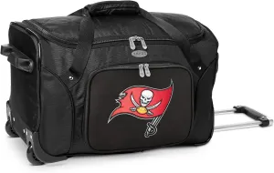 Tampa Bay Buccaneers Lightweight 22-inch Wheeled Duffel Bag with Telescopic Handle - Perfect Overnight Bag for Travel, Weekend Getaways, Airports, Gym, and Commuting