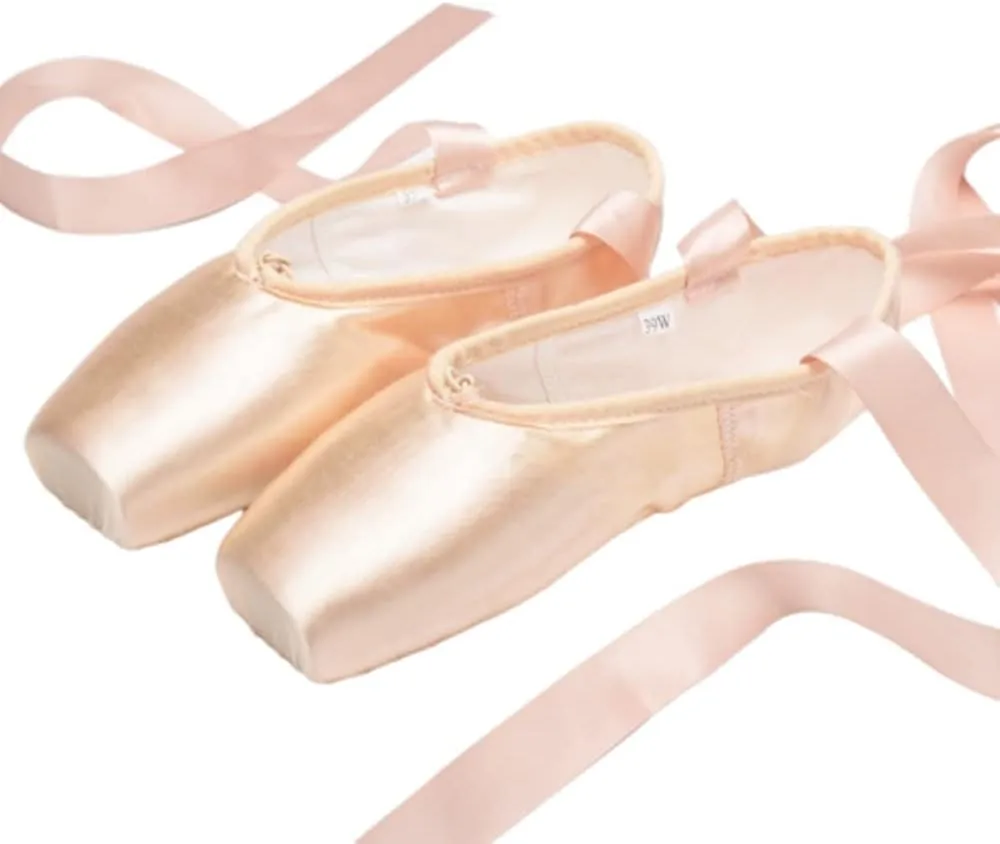 TangDao Girl's Professional Canvas Ballet Dance Toe Shoes Professional Satin Pink Ballet Pointe Ballet Flats Shoes with Ribbons