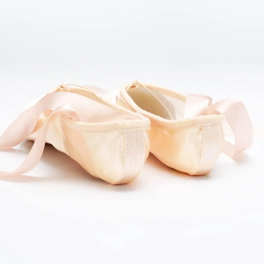 TangDao Girl's Professional Canvas Ballet Dance Toe Shoes Professional Satin Pink Ballet Pointe Ballet Flats Shoes with Ribbons