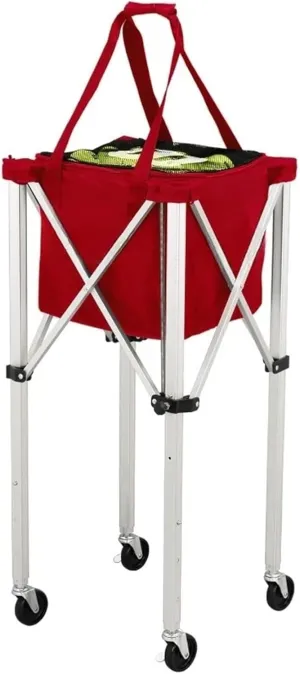 Teaching Cart Traveler with Red Bag, Holds 150 Tennis Balls, Zippered Top, Foldable Cart, 3.9 x 9.4 x 19.6 in
