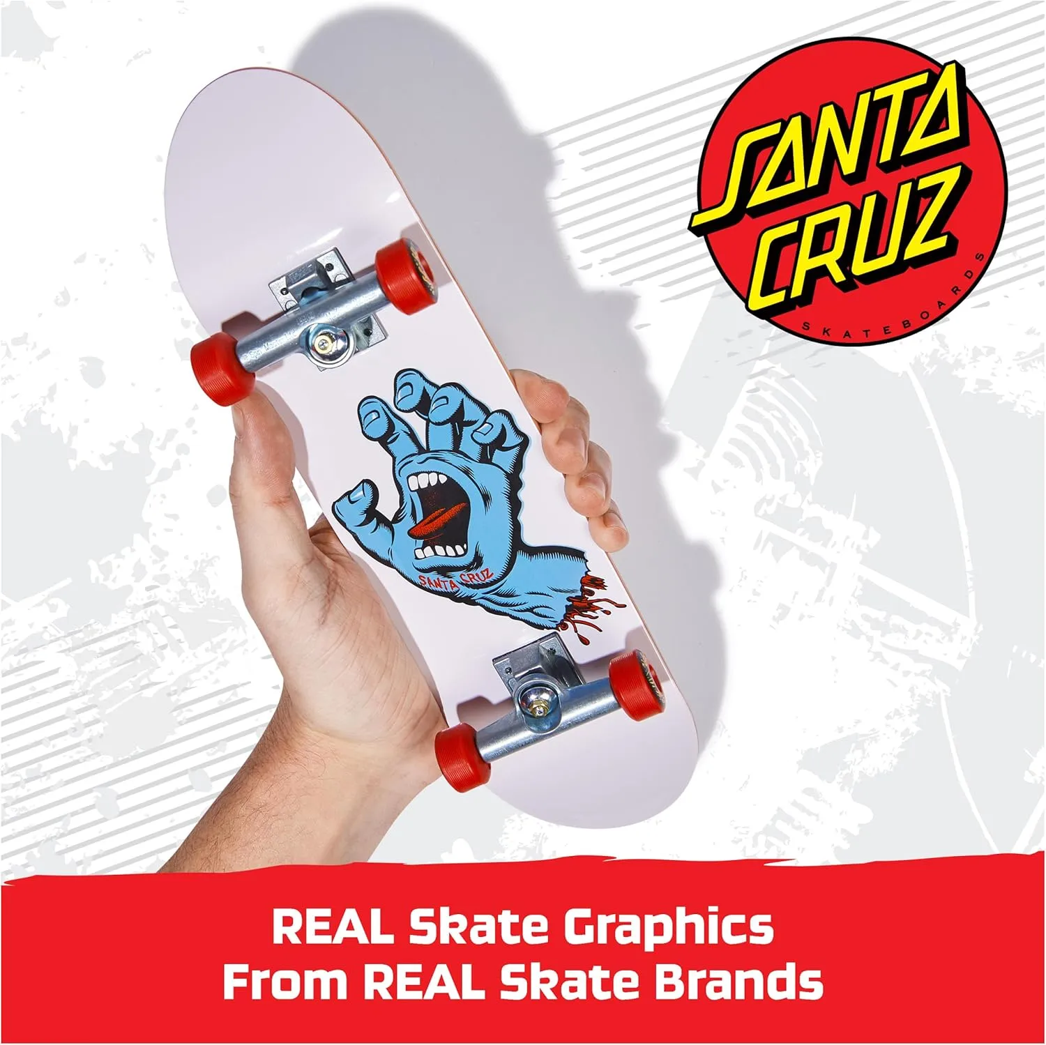 TECH DECK, Santa Cruz Handboard; Authentic Mini Skateboards, Kids Toys for Boys & Girls, Ages 6 and up (Hands Use Only)