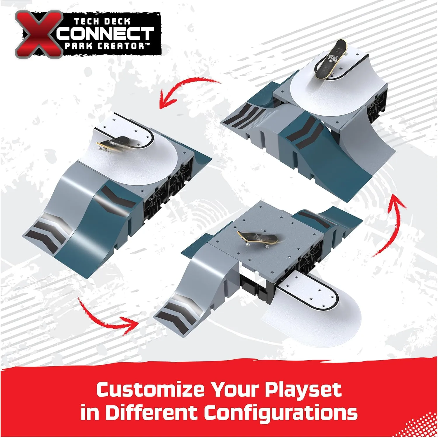 TECH DECK, Speedway Hop, X-Connect Park Creator, Customizable and Buildable Ramp Set with Exclusive Fingerboard, Kids Toy for Ages 6 and up