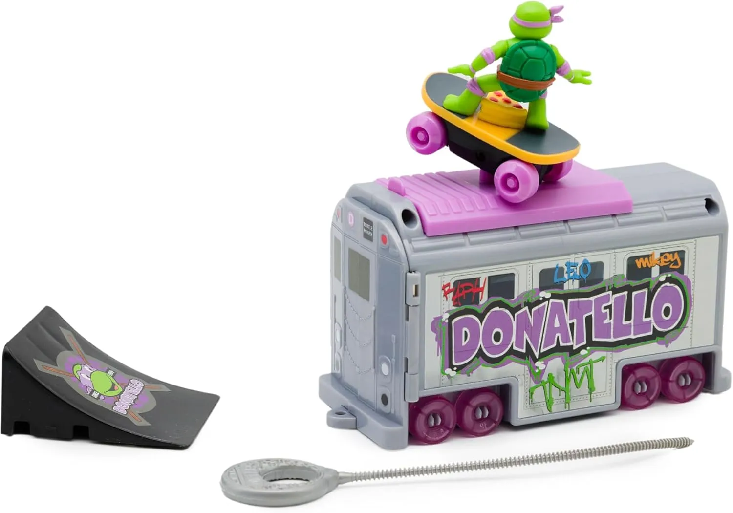 Teenage Mutant Ninja Turtles 5" Switch Kick Subway Launcher Donatello for Ages 3  - Launch & Battle with Box Car - Collect All 4!