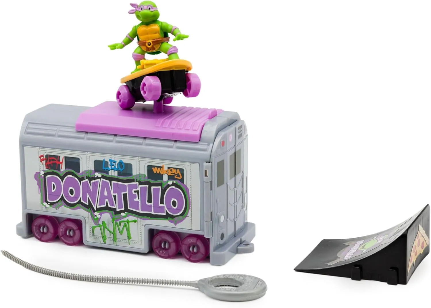 Teenage Mutant Ninja Turtles 5" Switch Kick Subway Launcher Donatello for Ages 3  - Launch & Battle with Box Car - Collect All 4!