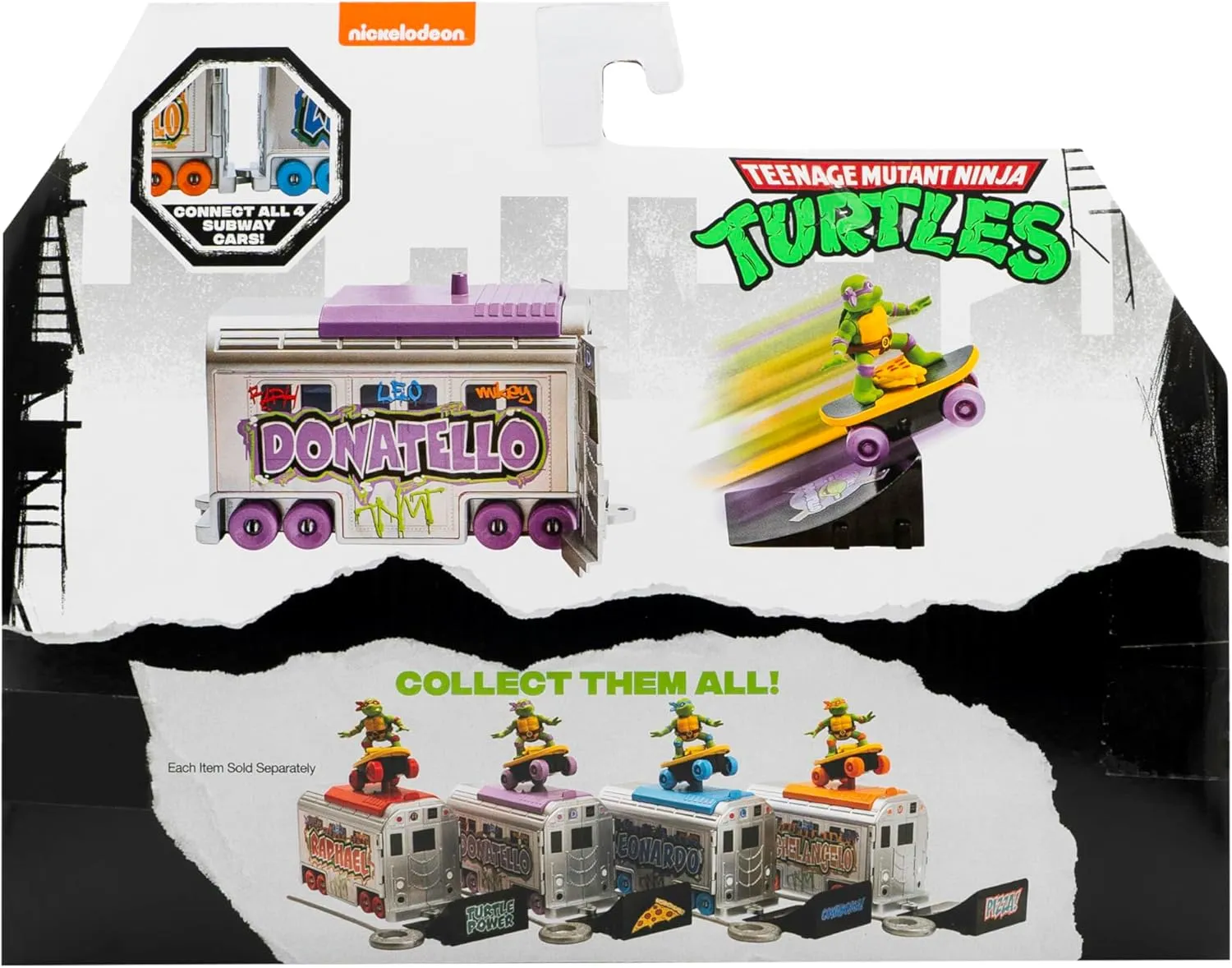 Teenage Mutant Ninja Turtles 5" Switch Kick Subway Launcher Donatello for Ages 3  - Launch & Battle with Box Car - Collect All 4!