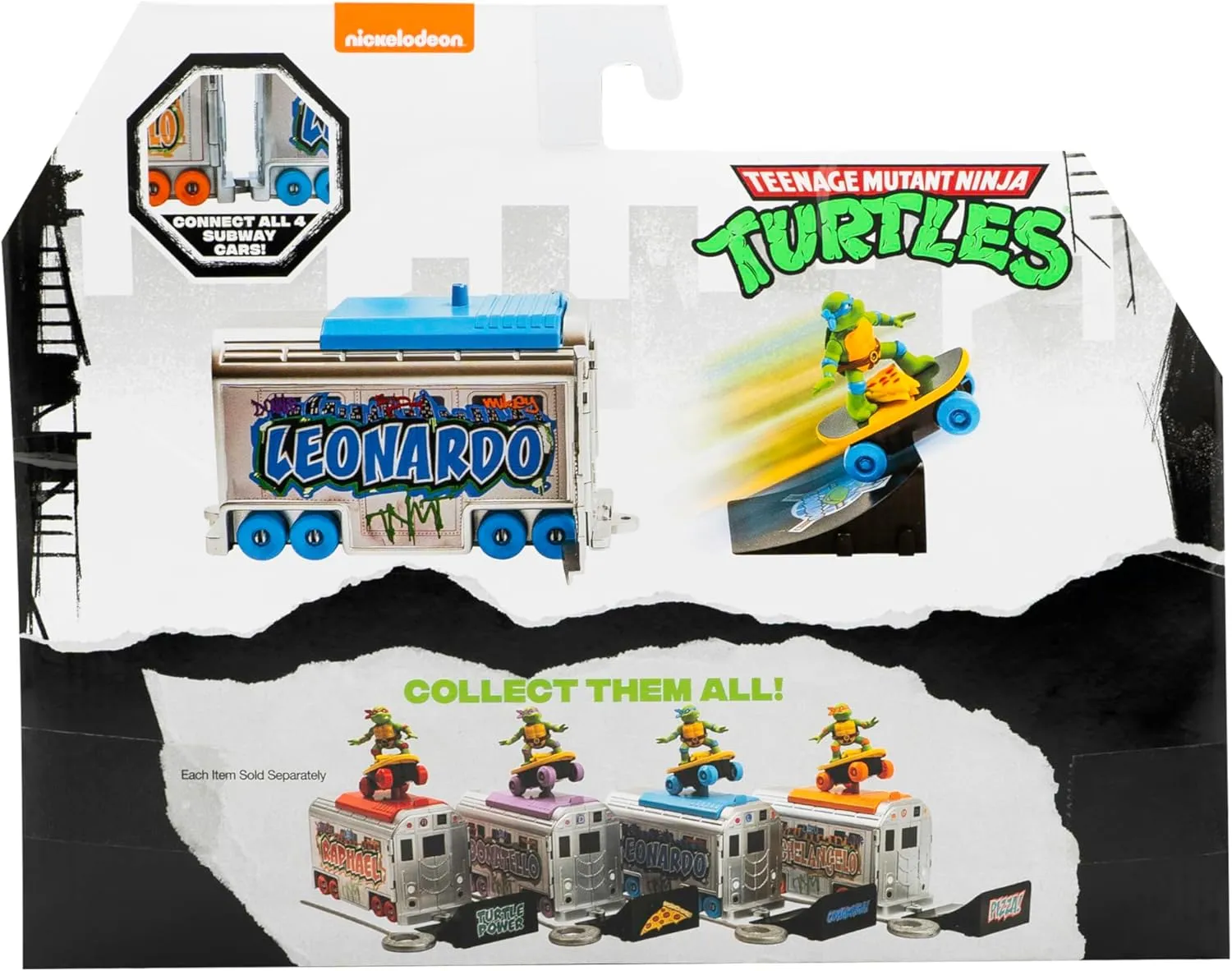Teenage Mutant Ninja Turtles 5" Switch Kick Subway Launcher Leonardo Ages 3  - Launch & Shred with Signature Katanas!