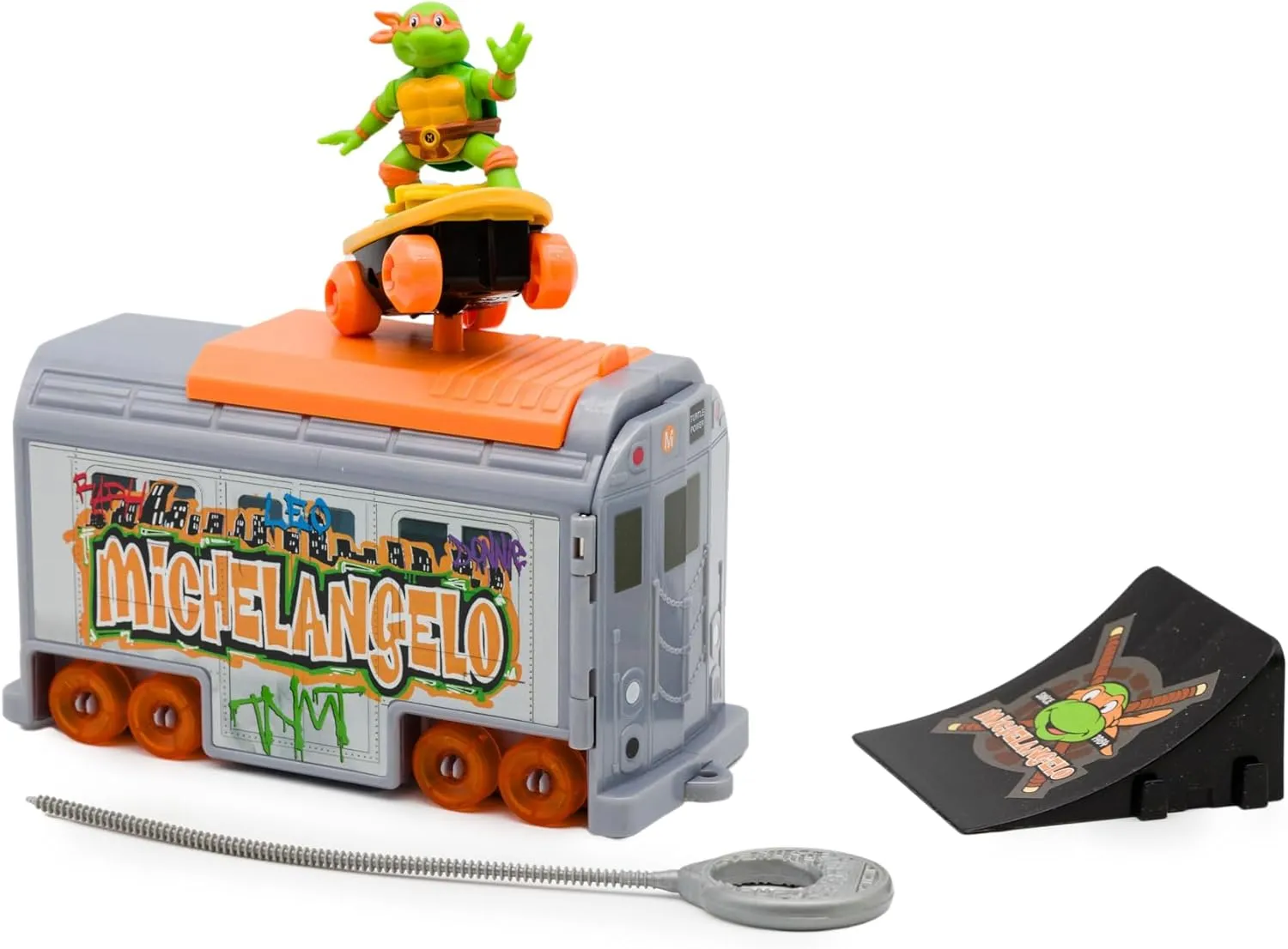 Teenage Mutant Ninja Turtles 5" Switch Kick Subway Launcher Michelangelo Ages 3  Shredding Action Figure