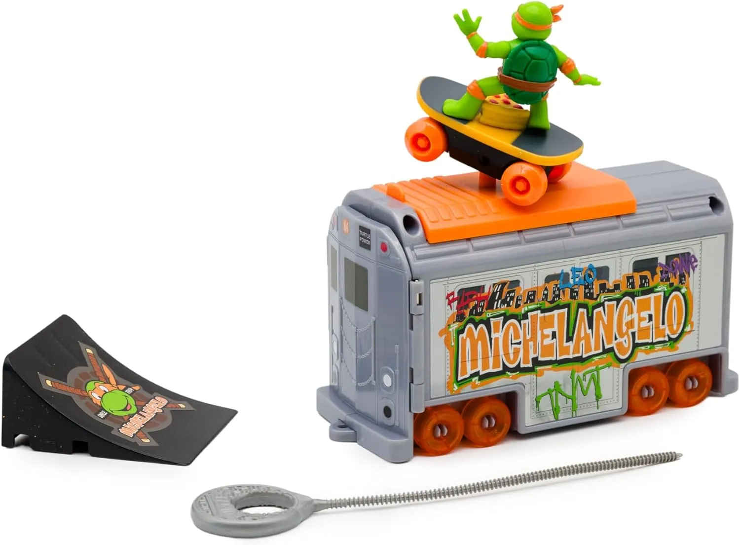 Teenage Mutant Ninja Turtles 5" Switch Kick Subway Launcher Michelangelo Ages 3  Shredding Action Figure