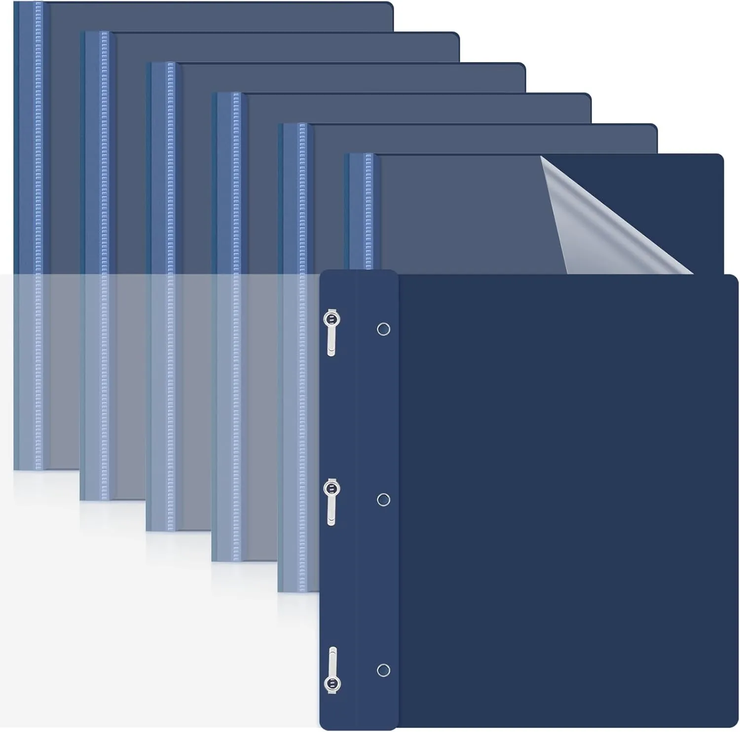 Teling 24 Pcs Clear Front Report Covers with 3 Prongs Presentation Folders Plastic Resume Portfolio Report Letter Size Presentation Binder for Paper Document School Office(Navy Blue)