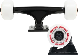 Ten/Almost Assembly 5.25 Black/Black W/52mm Color Wheel Skateboard Trucks (Set of 2)
