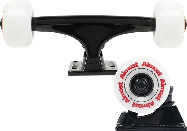 Ten/Almost Assembly 5.25 Black/Black W/52mm Color Wheel Skateboard Trucks (Set of 2)