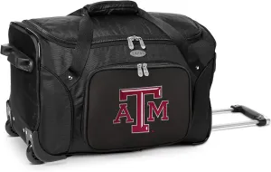 Texas A&M University Aggies Lightweight 22-inch Wheeled Duffel Bag with Telescopic Handle - Perfect Overnight Bag for Travel, Weekend Getaways, Airports, Gym, and Commuting