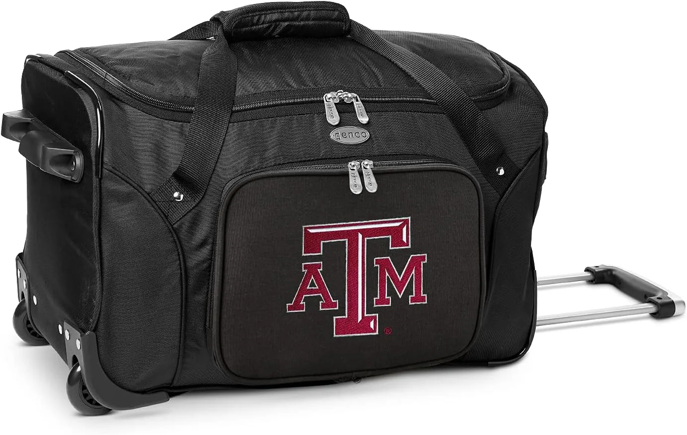 Texas A&M University Aggies Lightweight 22-inch Wheeled Duffel Bag with Telescopic Handle - Perfect Overnight Bag for Travel, Weekend Getaways, Airports, Gym, and Commuting