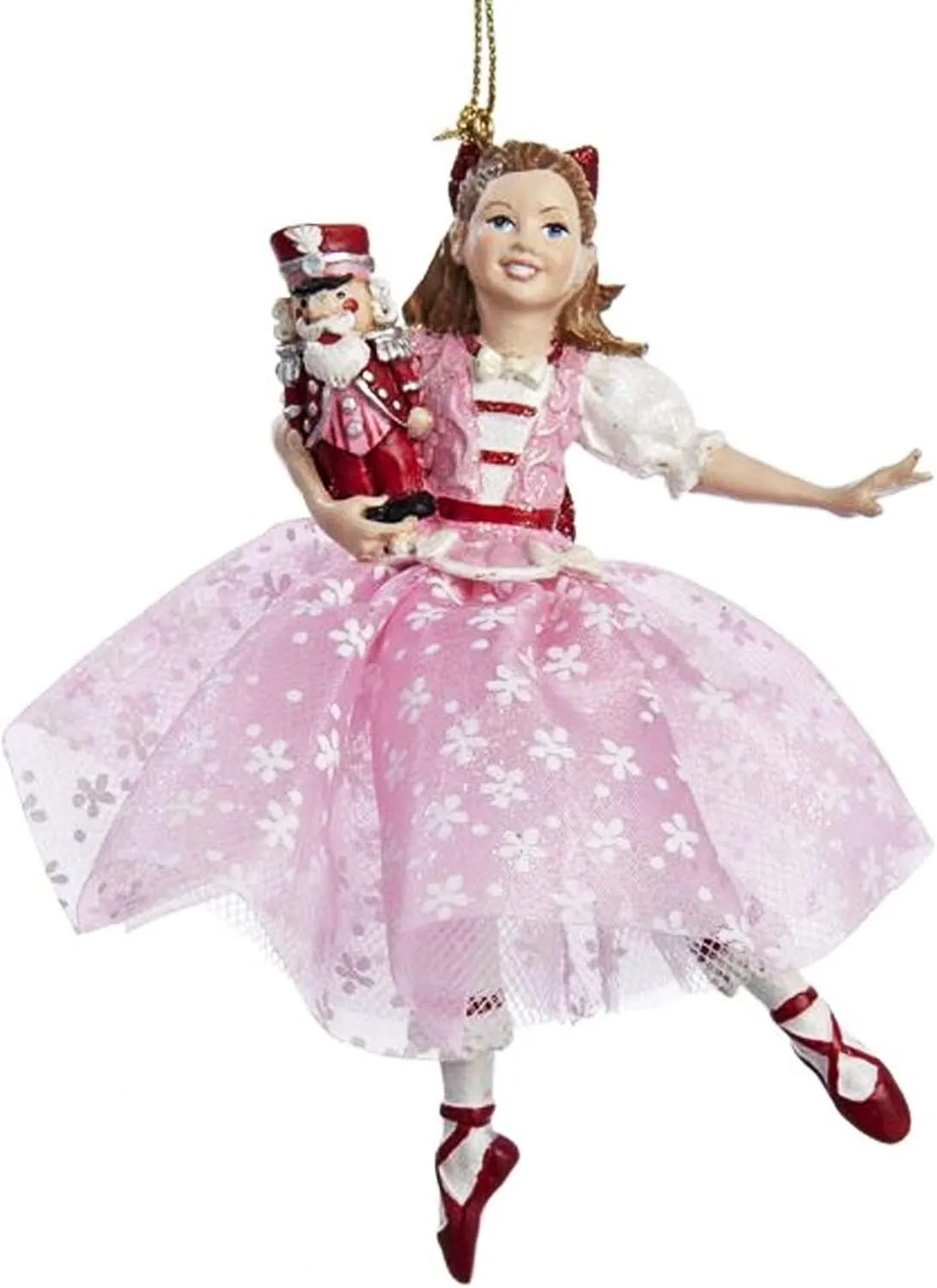 The Nutcracker Suite Clara in Pink Dress Holding Nutcracker Christmas Ornament by Kurt Adler
