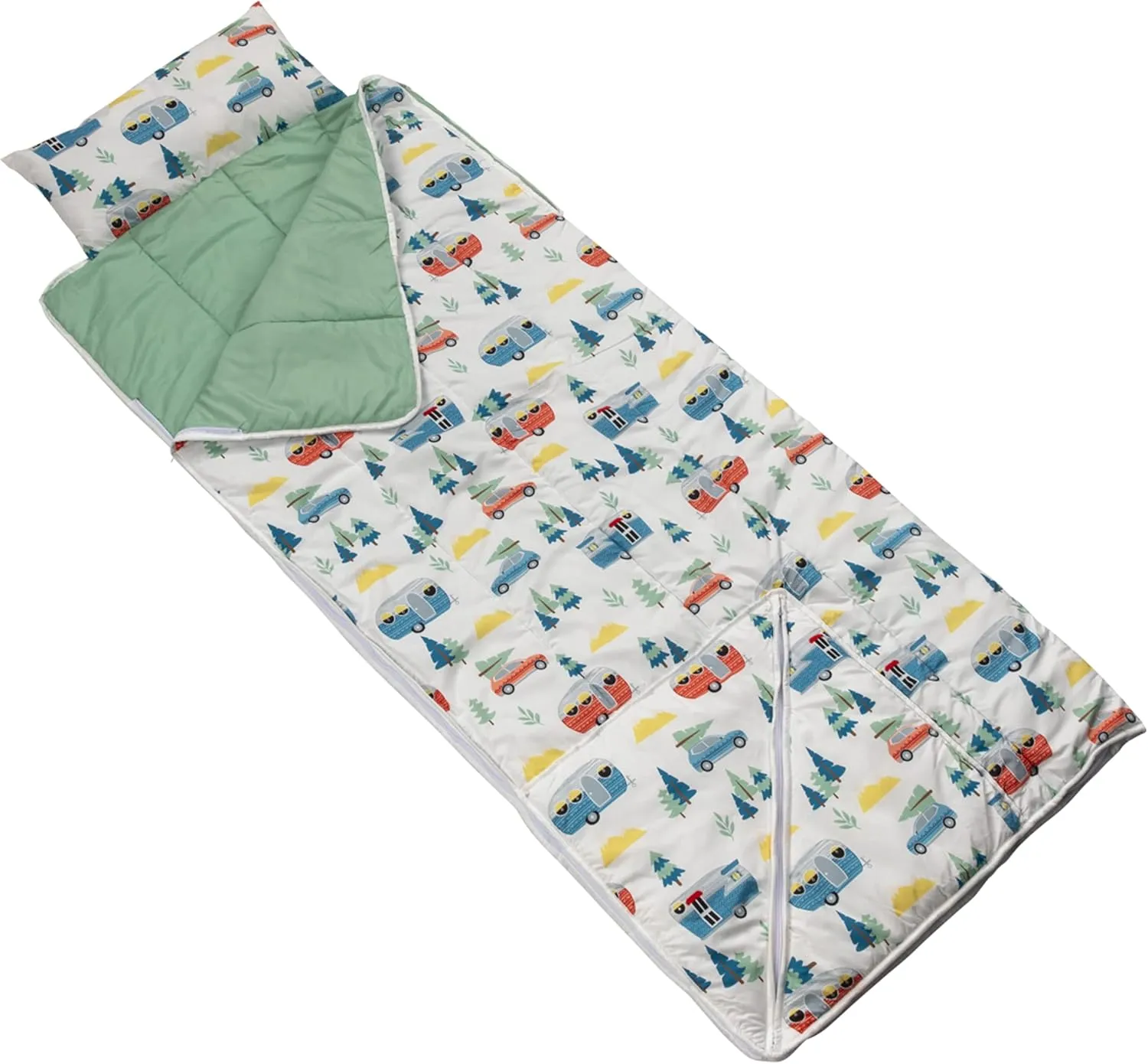Thomas Payne Children’s Road Trip Sleeping Bag for Camping and Sleepovers with Durable Material, Zippered Closure, Built-In Carrying Tote, Machine Washable, Dryer Safe - 2022107837