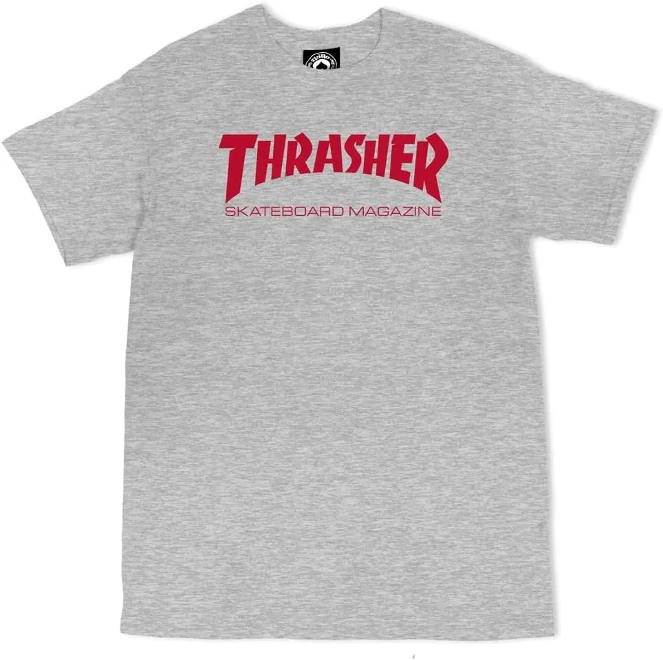 Thrasher Skateboard Magazine Men's S/S T-Shirt Skate Mag Skate Shirt, Gray, Size: XXX-Large