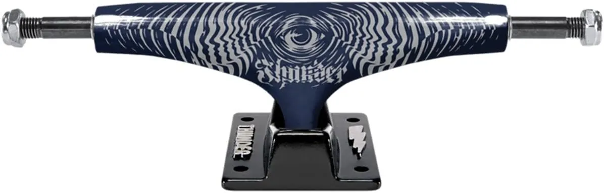 Thunder Trucks 149 Lights Mindstate Deep Blue/Black Skateboard Trucks - 5.75" Hanger 8.5" Axle with 1" Anodized Green Hardware - Bundle of 2 Items